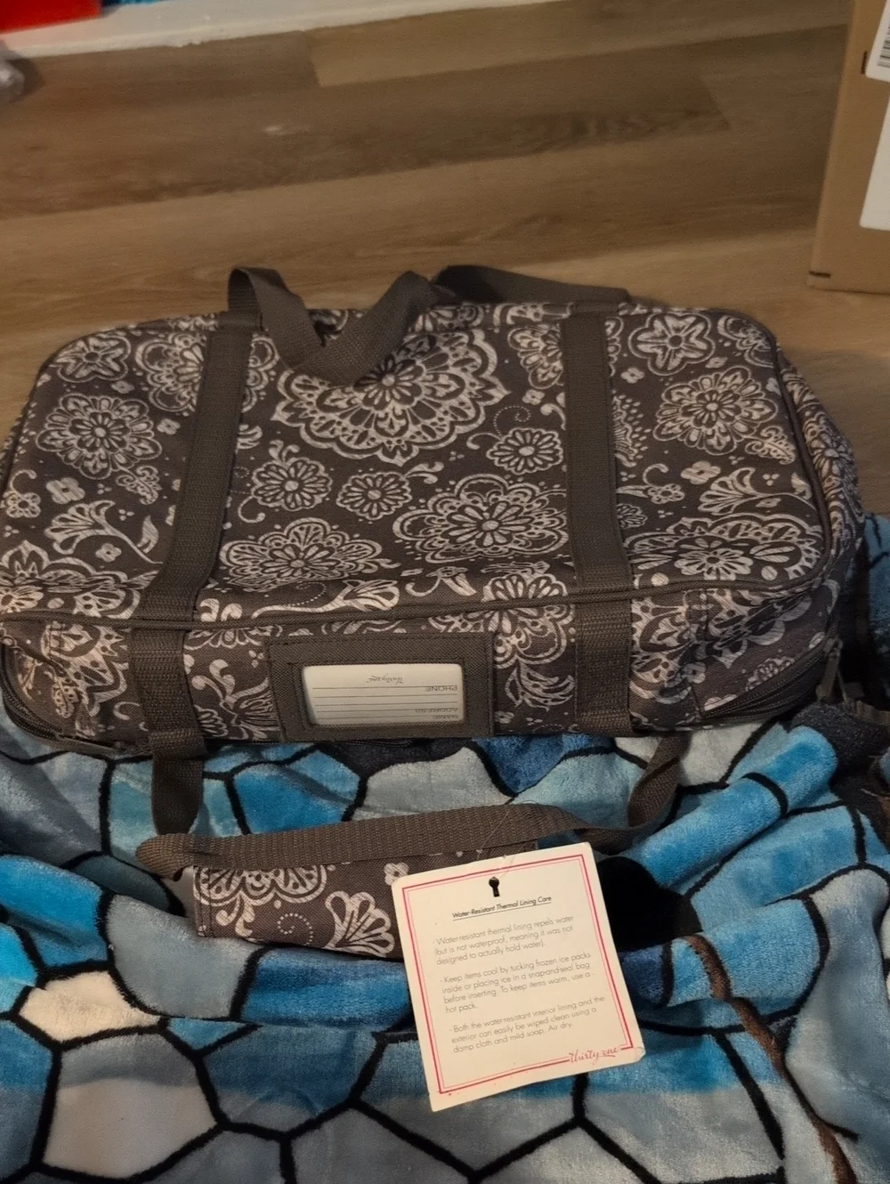 Gray Floral Travel Tote Bag